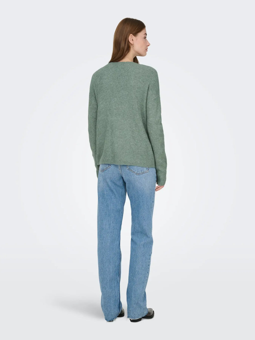 ONLY - CAMILLA V-NECK L/S PULLOVER KNIT - LAUREL WREATH MELANGE