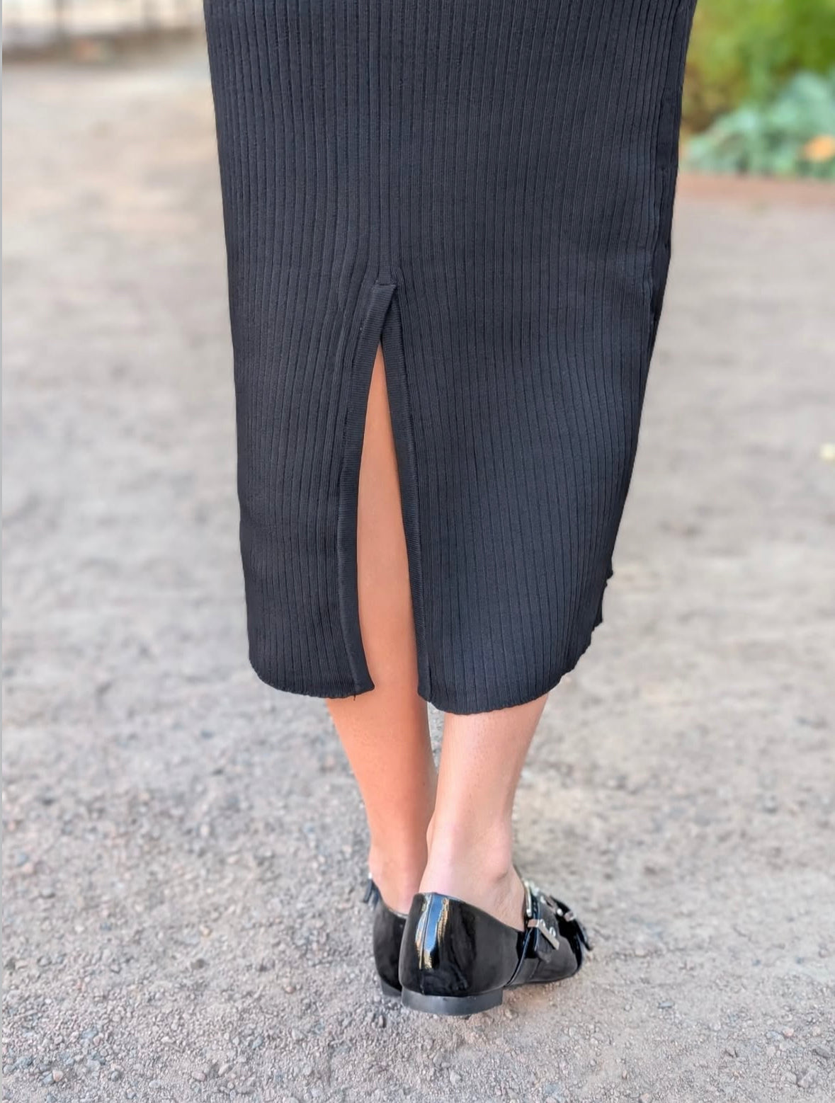 SELECTED FEMME - CARLY KNIT ANKLE SKIRT - BLACK