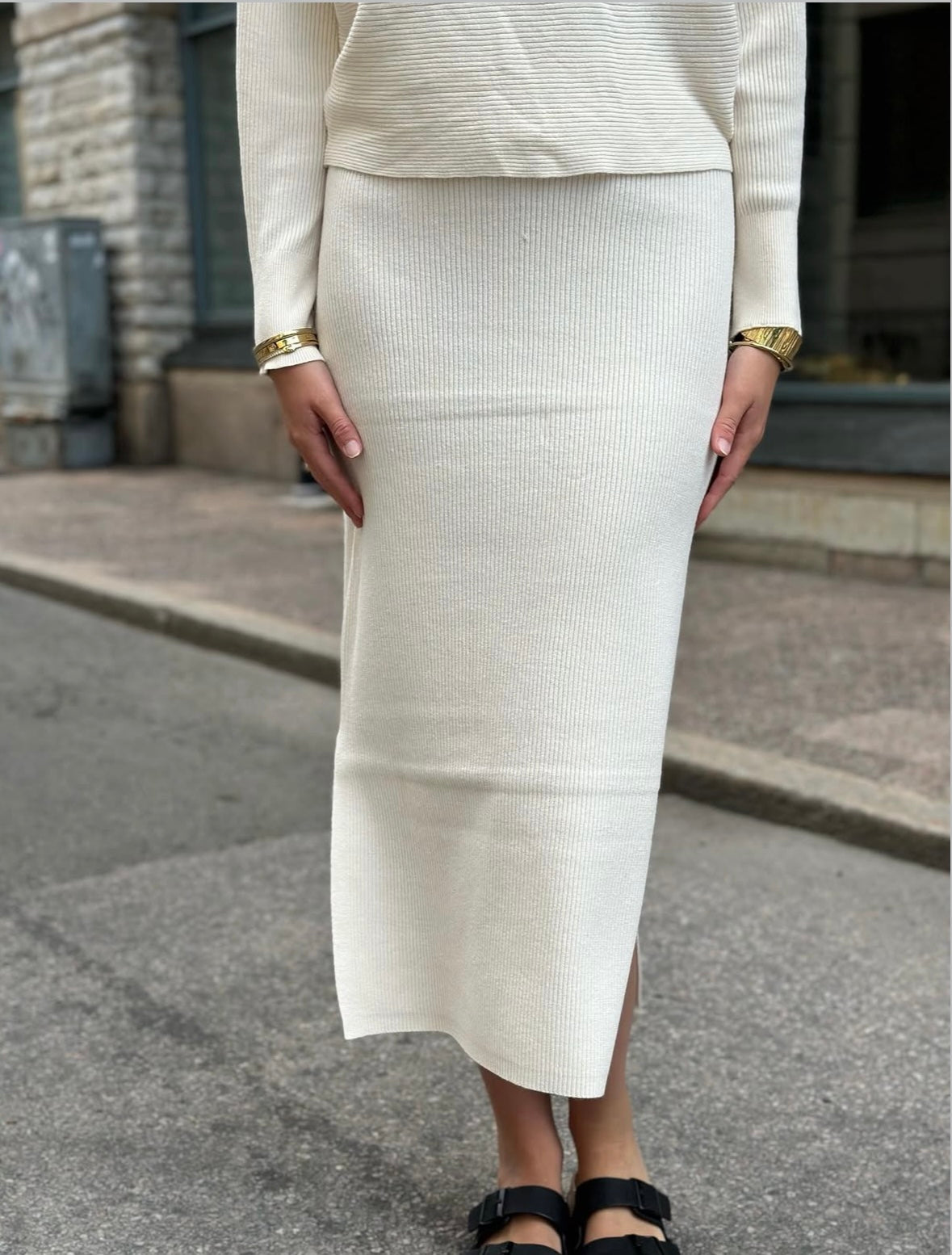 JDY - PRIME LIFE LONG SKIRT - WHITECAP GRAY/MELANGE