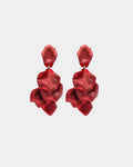 BOW19DETAILS - LEAF EARRINGS GLITTER - RED
