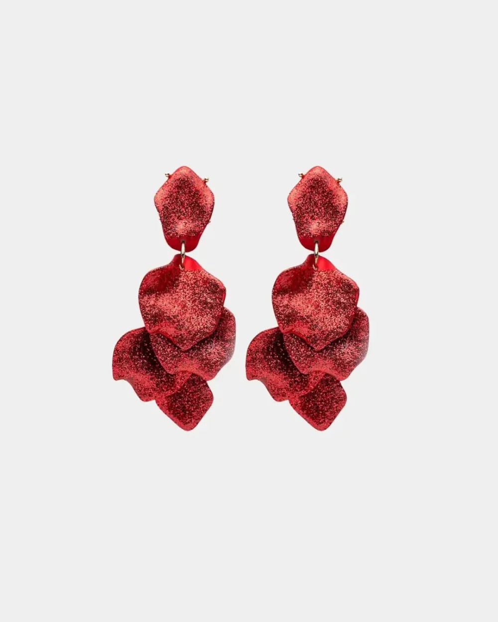 BOW19DETAILS - LEAF EARRINGS GLITTER - RED