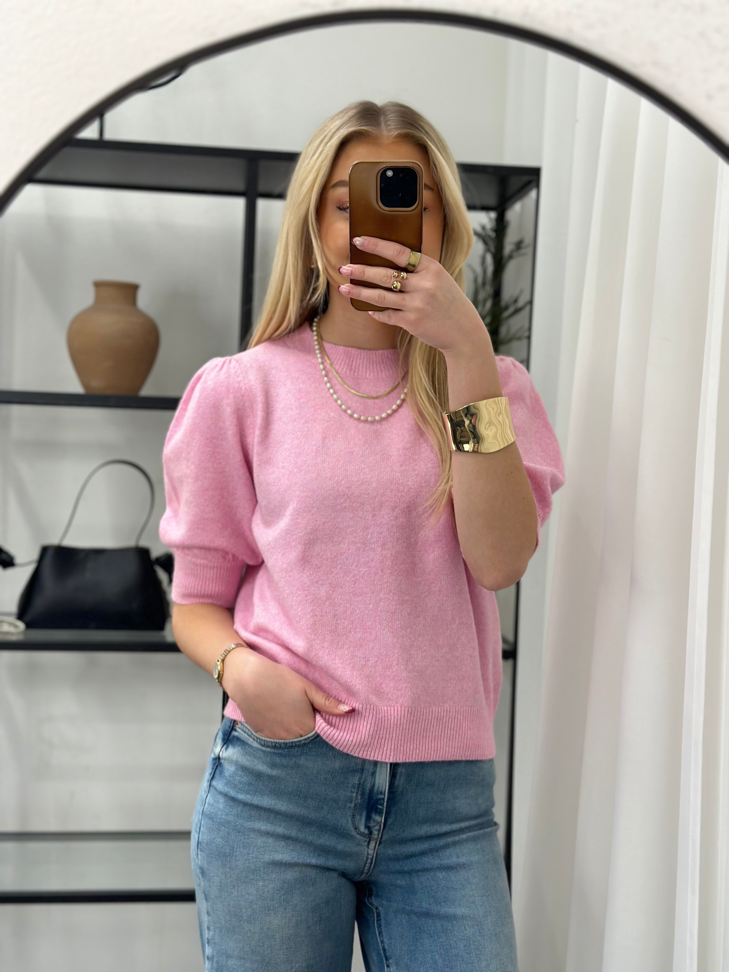 VEROMODA - DOFFY 2/4 O-NECK PULLOVER - BONBON/MELANGE