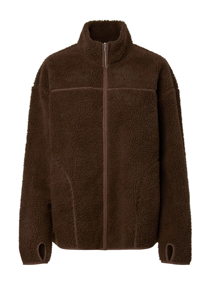 PIECES - SADIA TEDDY JACKET - HOT FUDGE