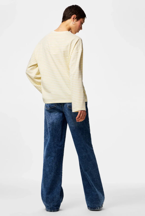 PIECES - SADIE LS TOP - BRIGHT WHITE/FRENCH VANILLA