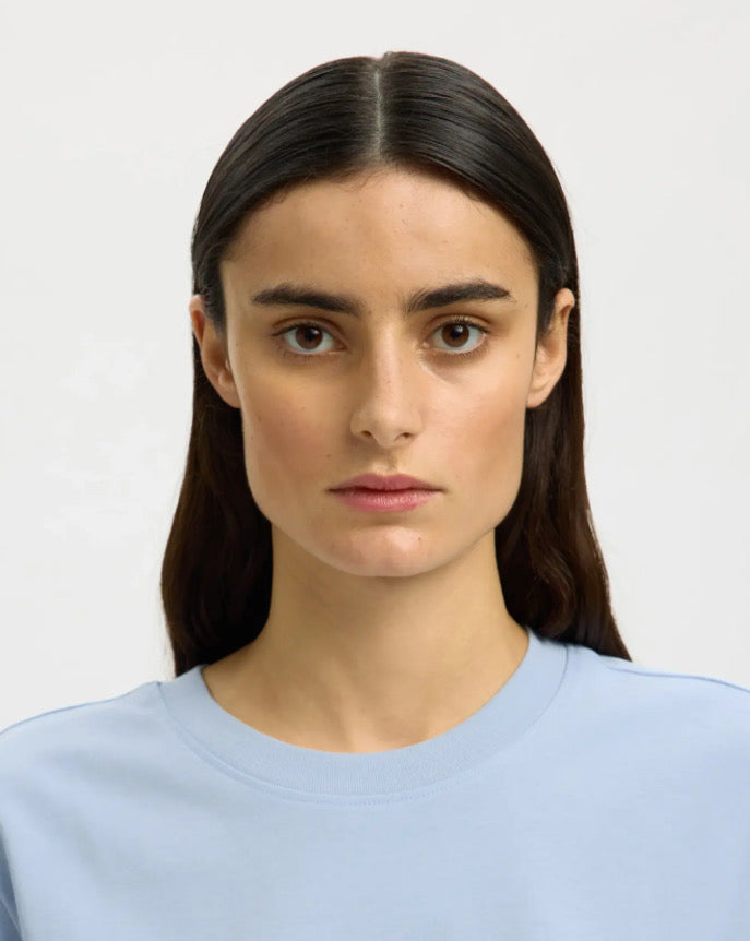 SELECTED FEMME - ESSENTIAL SS BOXY TEE - CASHMERE BLUE