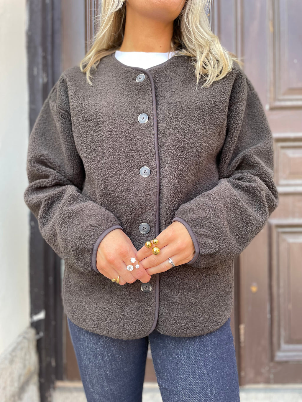 JDY - TELLA L/S TEDDY JACKET - MULCH
