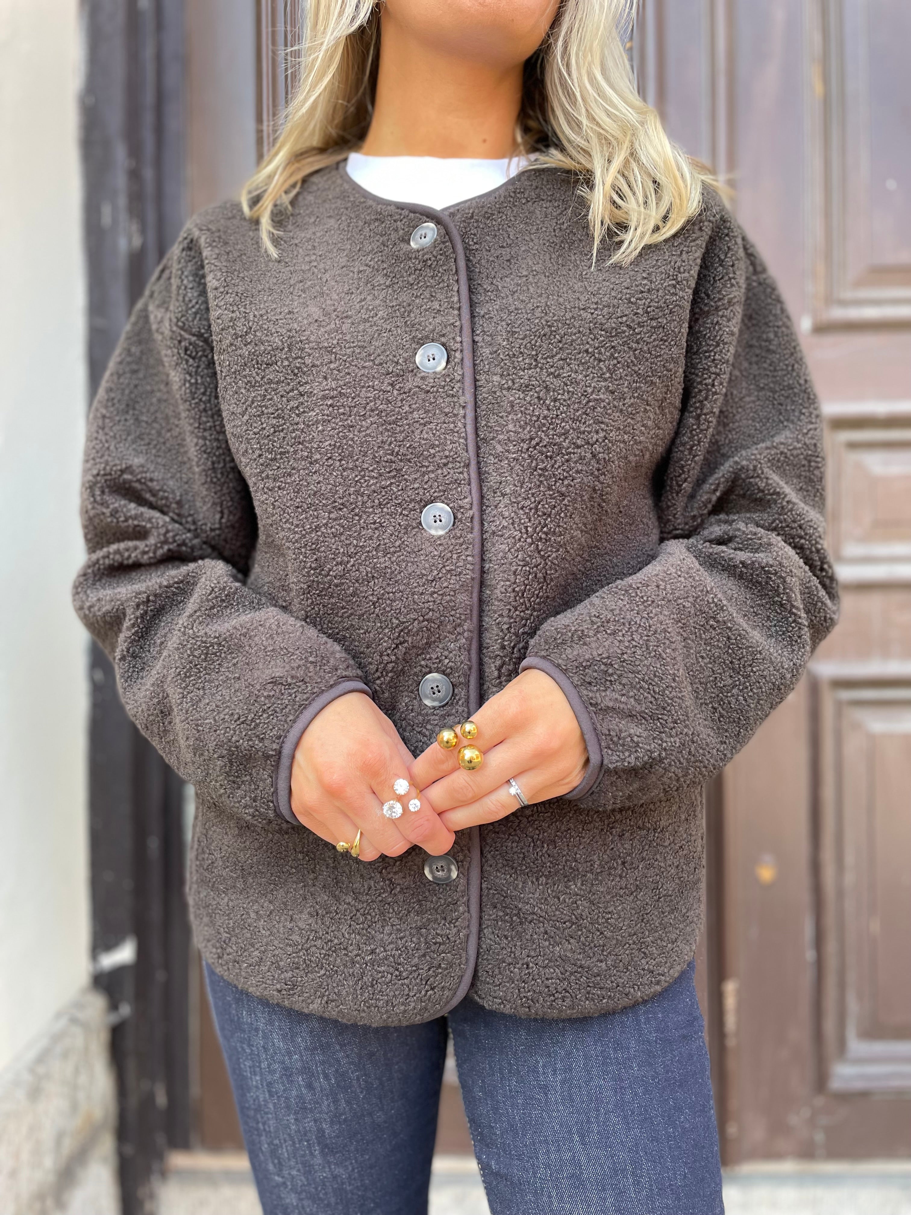 JDY - TELLA L/S TEDDY JACKET - MULCH