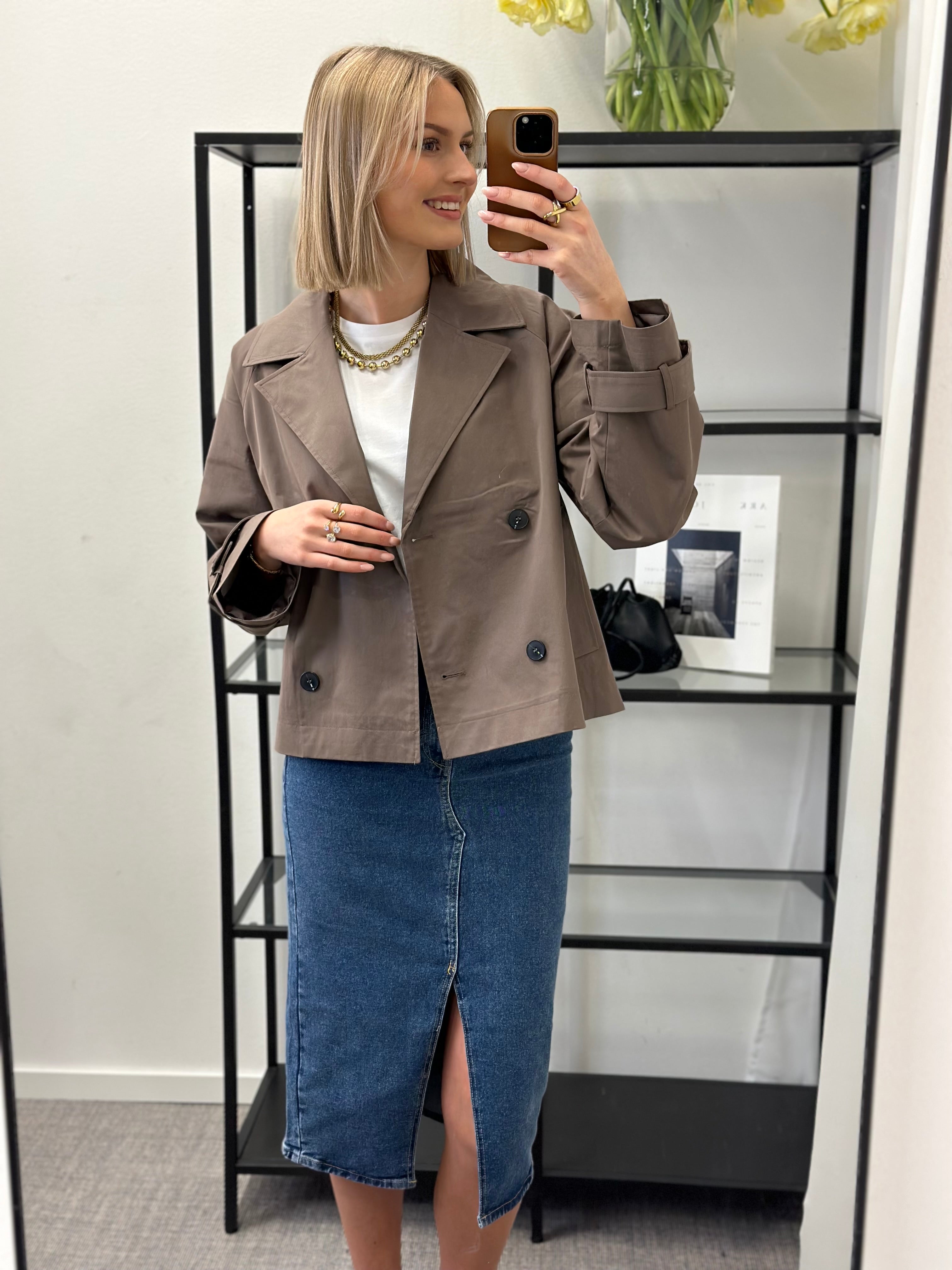 SELECTED FEMME - NEW CILO SHORT TRENCHCOAT - CHOCOLATE CHIP