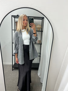 PIECES - MAISIE LS DENIM SHIRT - GREY DENIM