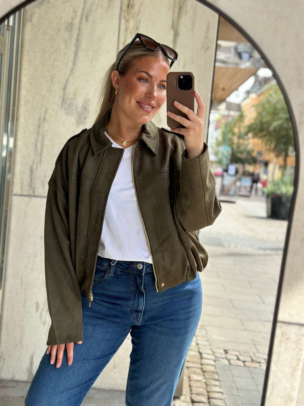 ONLY - MOON-STINA FAUX SUEDE BOMBER JACKET - GRAPE LEAF