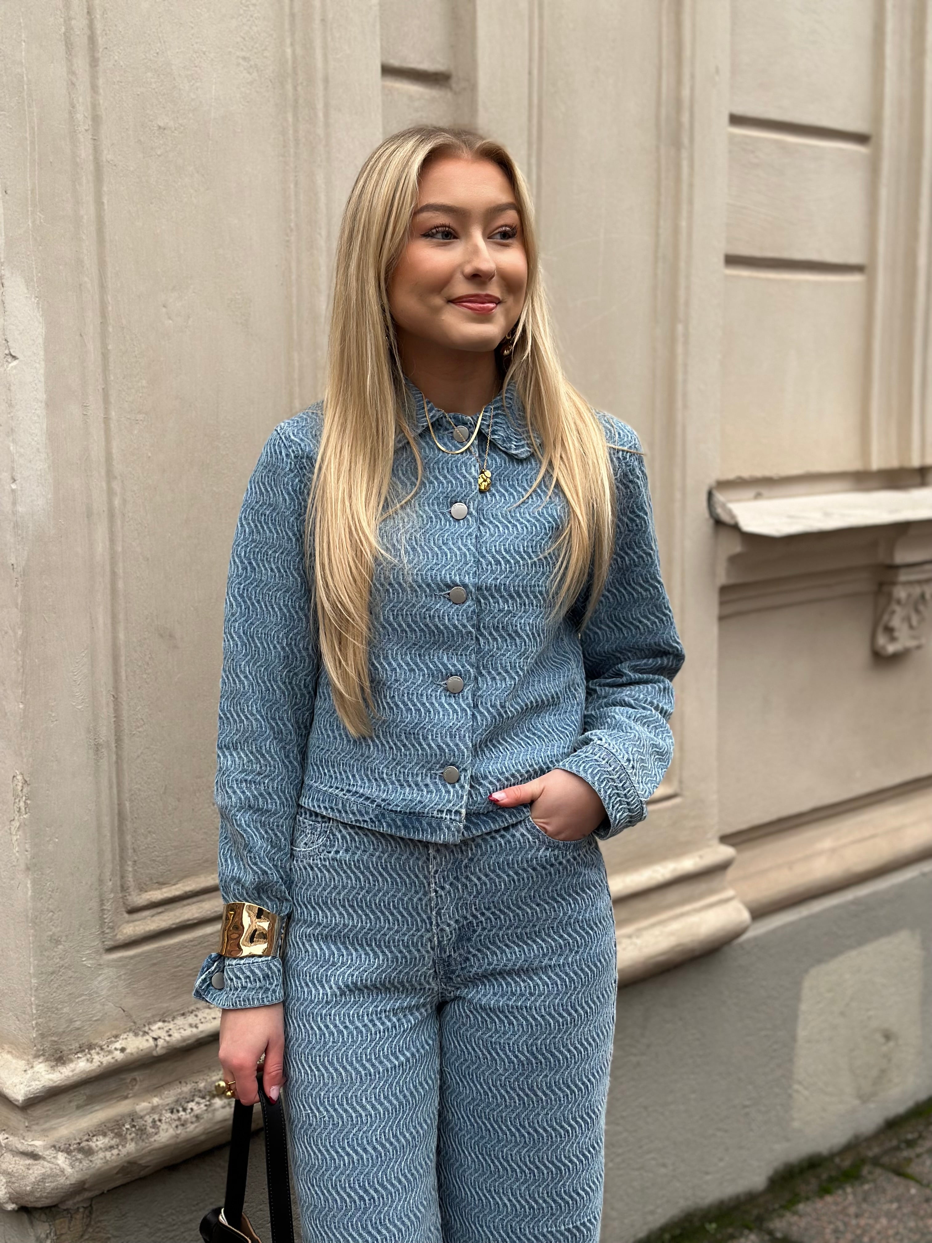 JDY - NICO L/S STRUCTURE SCHAKET - LIGHT BLUE DENIM