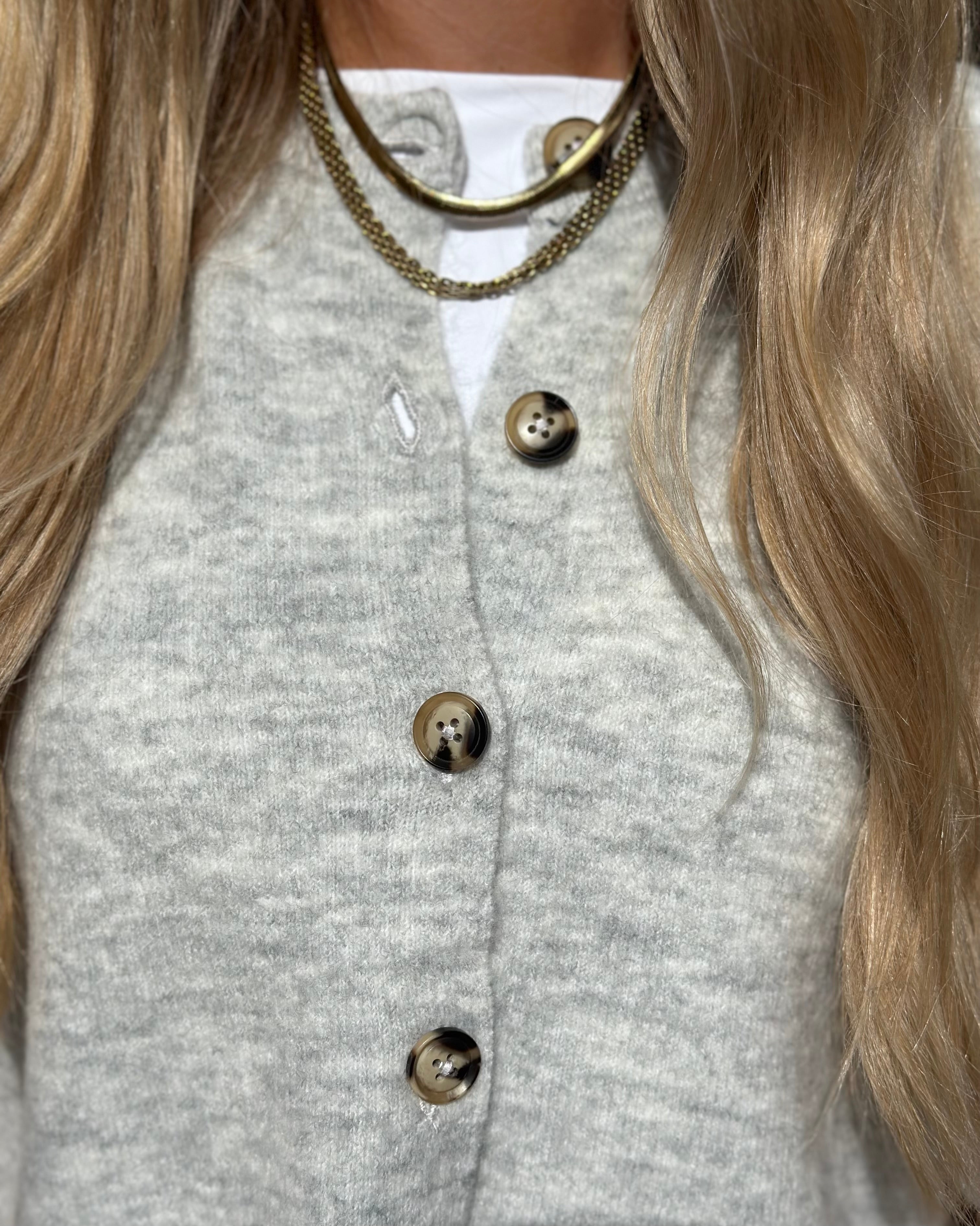ONLY - CAMILLA S/S CARDIGAN KNIT - LIGHT GREY MELANGE