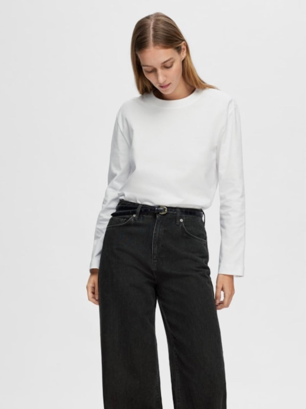 SELECTED FEMME - ESSENTIAL LS BOXY TEE - BRIGHT WHITE