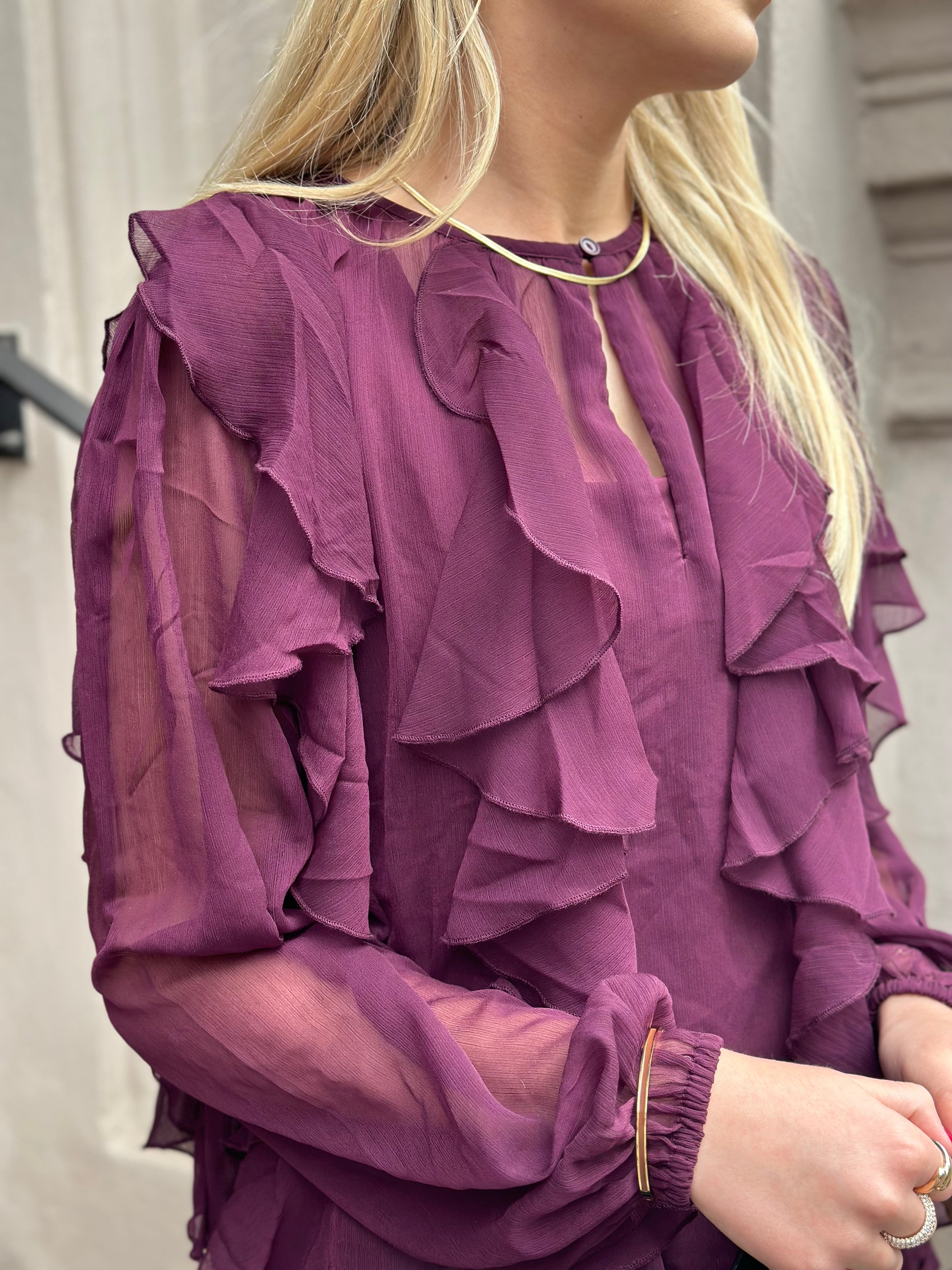 SOAKED - HARIETTA FRILL BLOUSE - WINETASTING