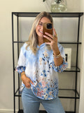 MOONDUST - BELLA FLOWER SPRING BLOUSE - SOFT BLUE