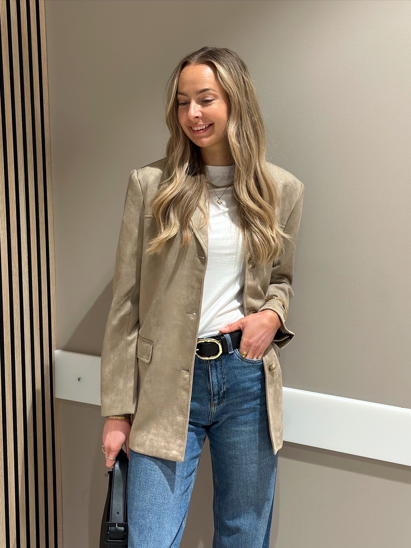 VEROMODA - HAZEL LS FAUX SUEDE BLAZER - SILVER MINK