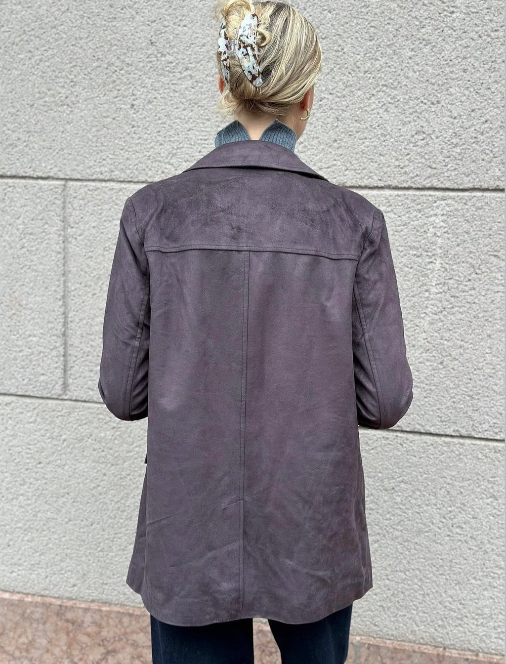 ONLY - TULIP FAUW SUEDE BLAZER COAT - CHOCOLATE TORTE