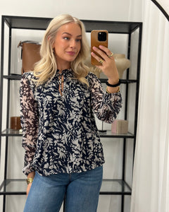 ONLY - DITSY L/S BLOUSE - NIGHT SKY/HEMA FLOWER