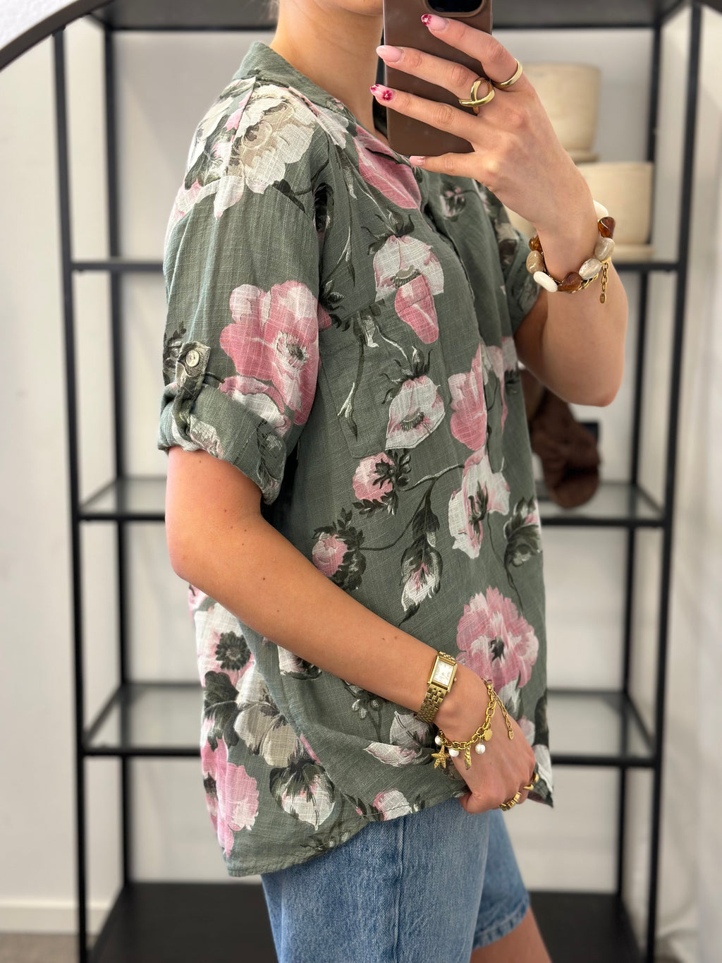 JÖRLEVIK - FLOWER BLUSE - GRÖN