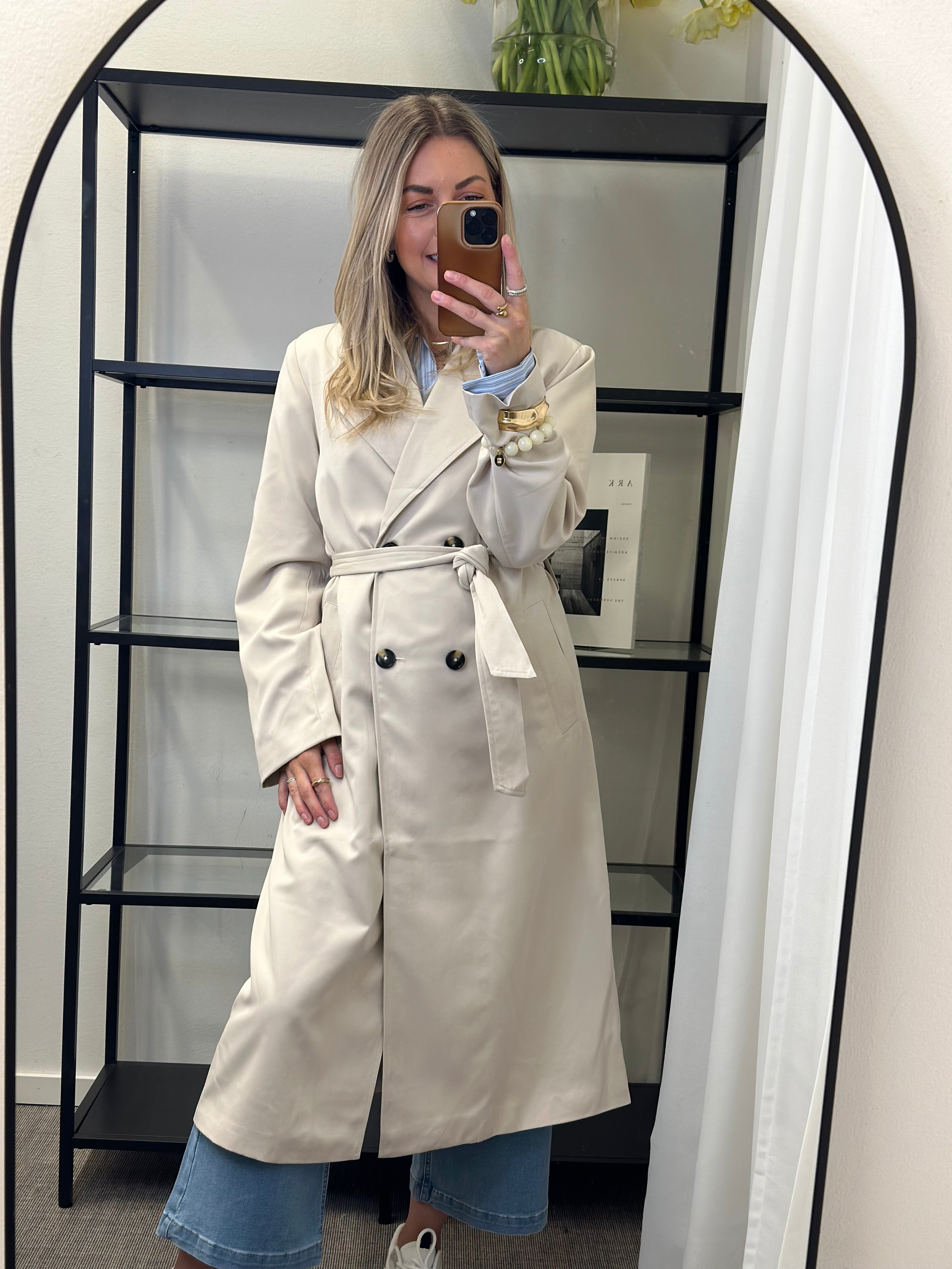 PIECES - SCARLETTE LS TRENCHCOAT - SILVER GREY