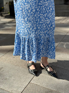 ONLY - CHIANTI S/S LONG DRESS - MARINA/WHITE FLOWER