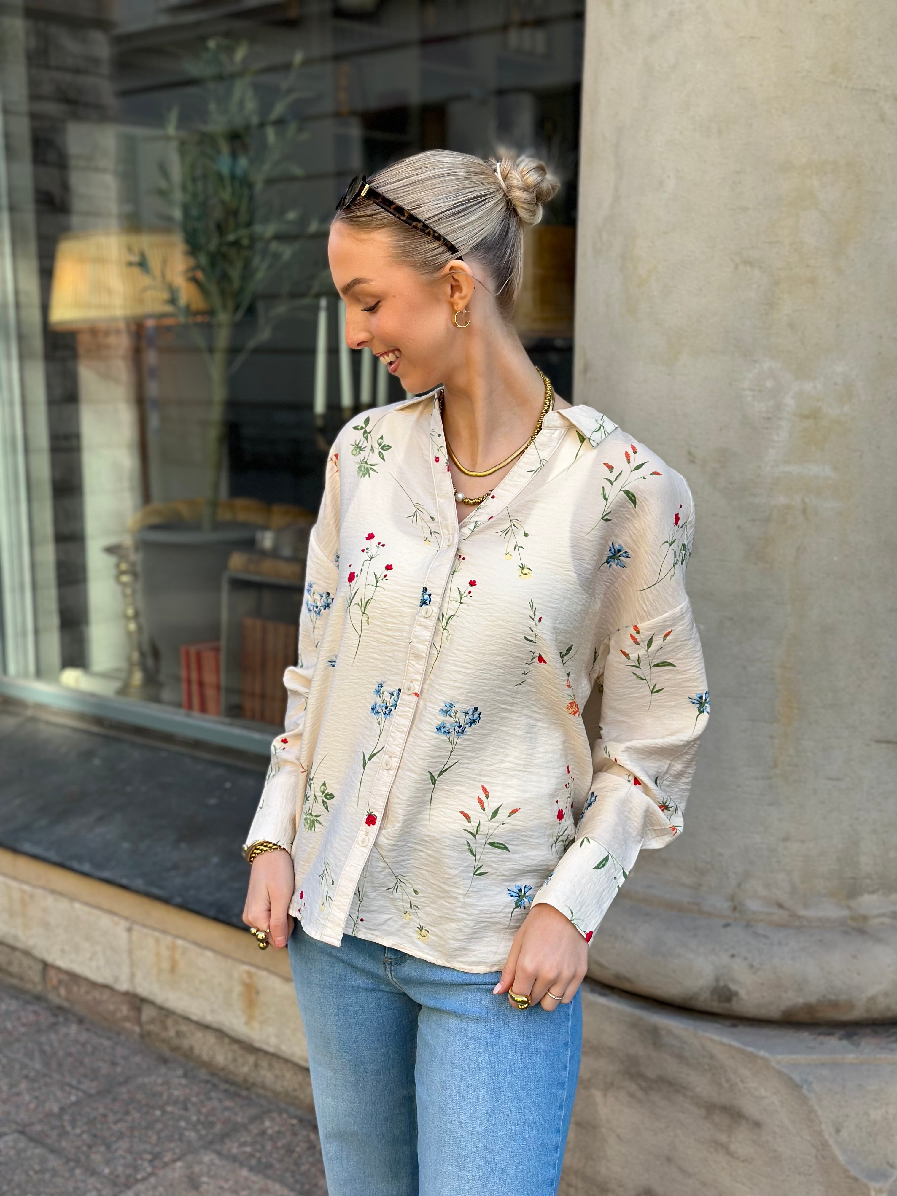 VEROMODA - JOSIE LS OVERSIZE SHIRT - BIRCH/BINA