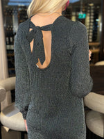 Ladda upp bild till gallerivisning, ONLY - CAROL L/S GLITTER BOW DRESS - BLACK/SILVER GLITTER

