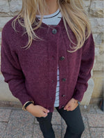Ladda upp bild till gallerivisning, SELECTED FEMME - LULU SHORT CARDIGAN - FIG/MELANGE
