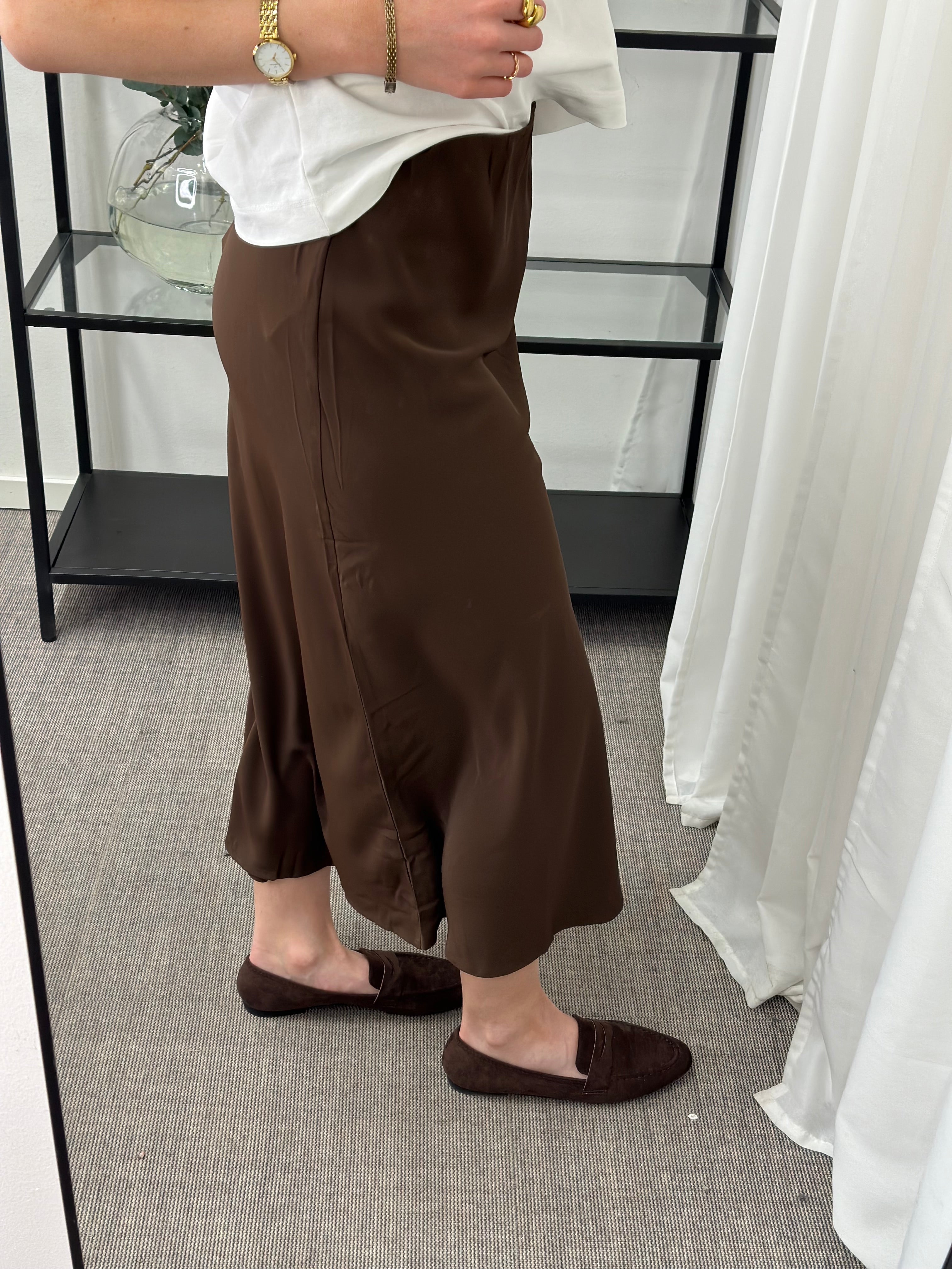 PIECES - FRANAN HW ANKLE SKIRT - HOT FUDGE