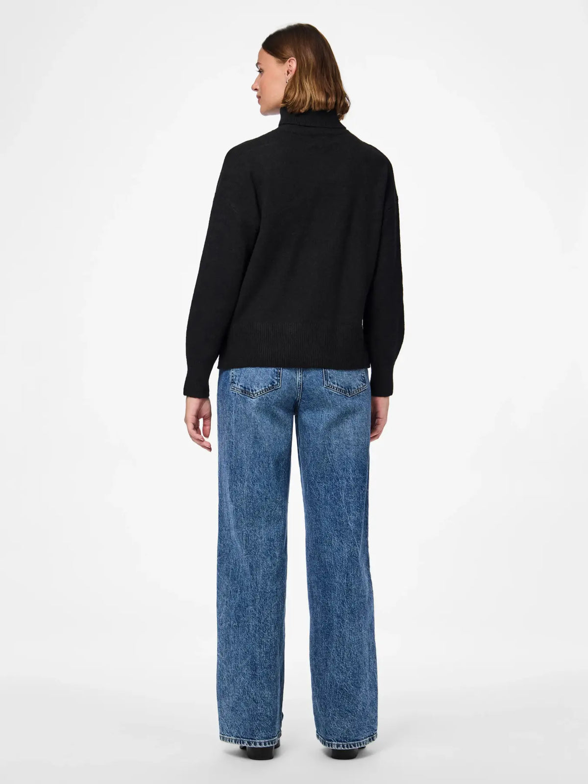 PIECES - MALOU LS ROLLNECK KNIT - BLACK