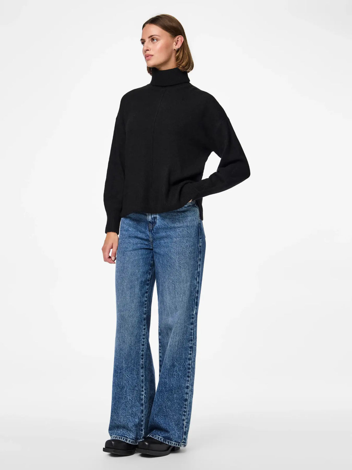 PIECES - MALOU LS ROLLNECK KNIT - BLACK