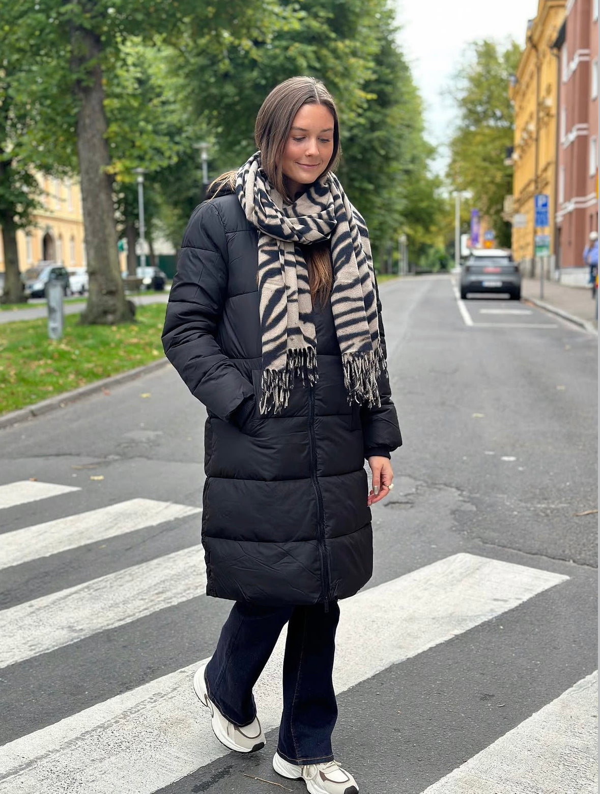 PIECES - NEW LONG PUFFER JACKET - BLACK