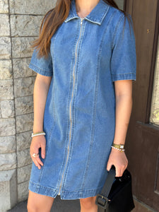 ONLY - ROSENHEIM ZIP DRESS - LIGHT MEDIUM BLUE DENIM