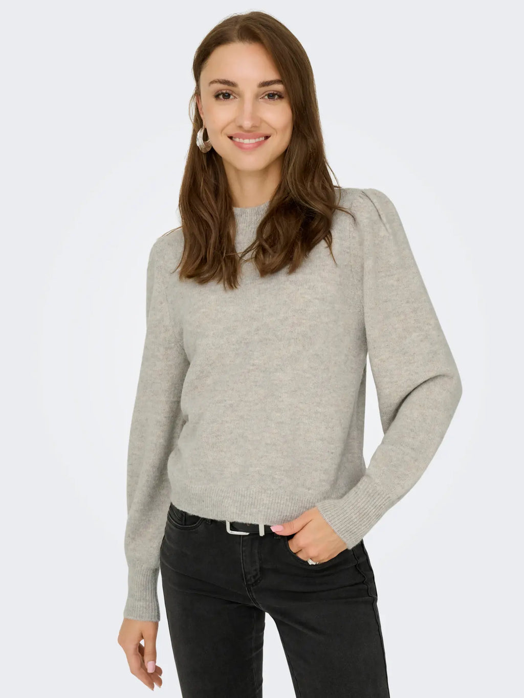 JDY - RUE LIFE L/S PULLOVER - CHATEAU GREY/MELANGE