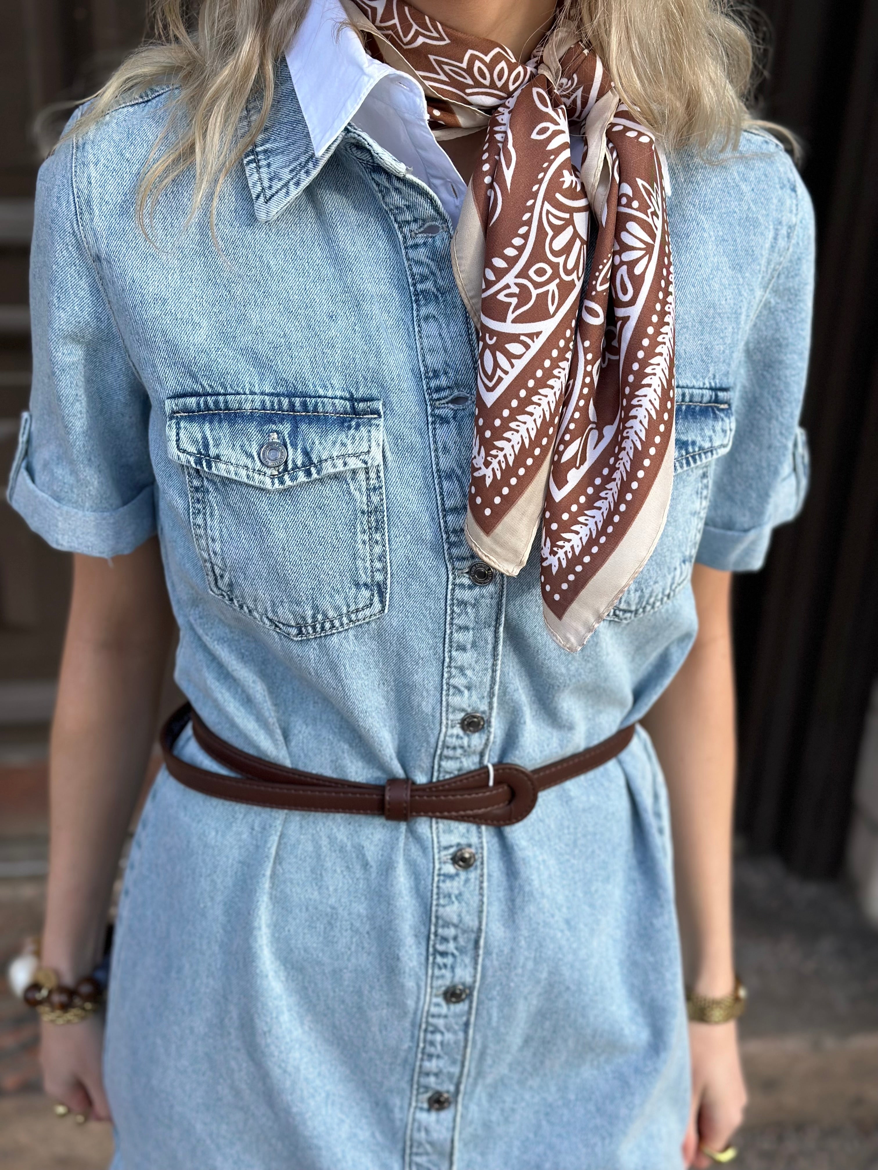 VEROMODA - JENNIE SS SHORT DENIM DRESS - LIGHT BLUE DENIM