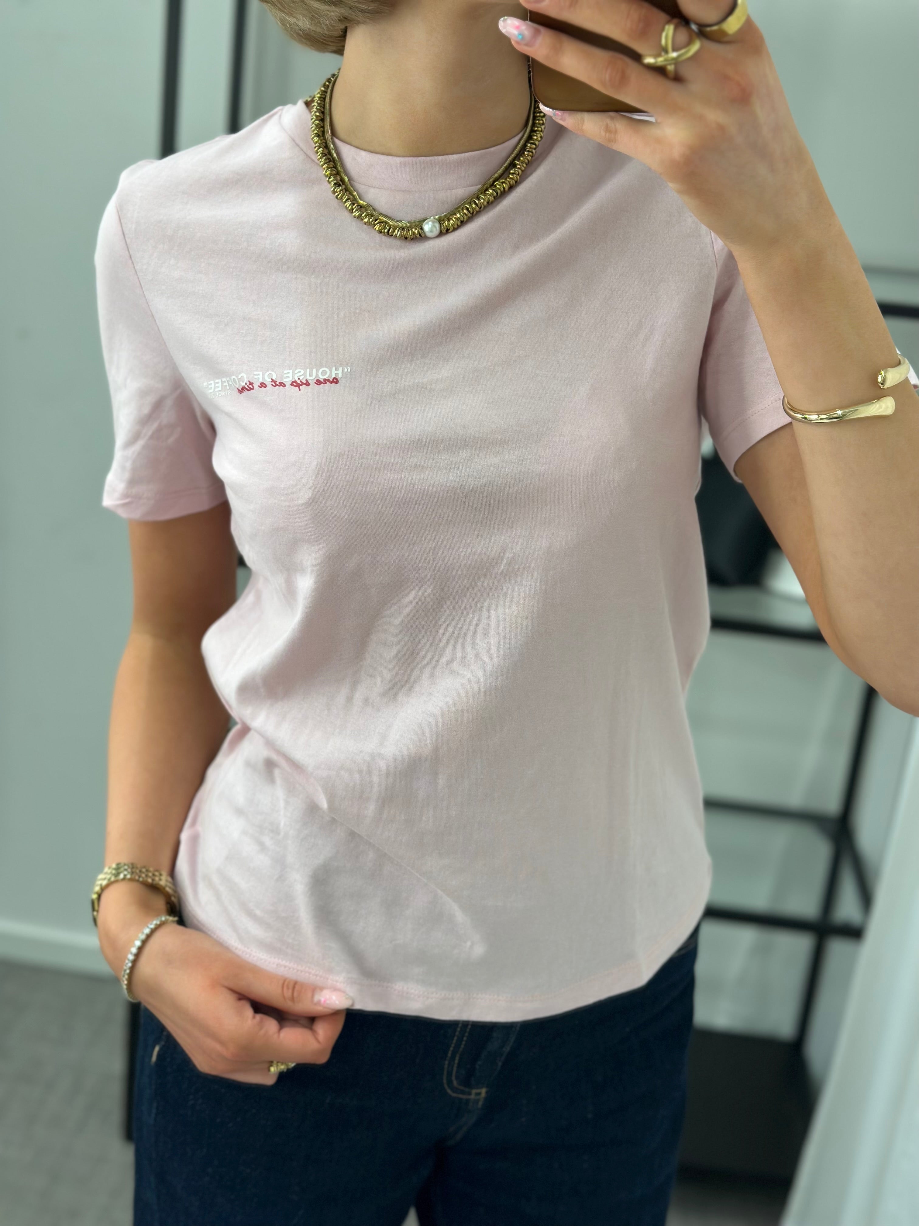 PIECES - BUDDY SS PRINTED T-SHIRT - ROSEATE SPOONBI