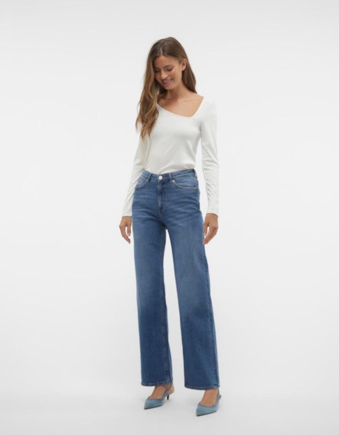 VERO MODA - TESSA HR WIDE JEANS - MEDIUM BLUE DENIM