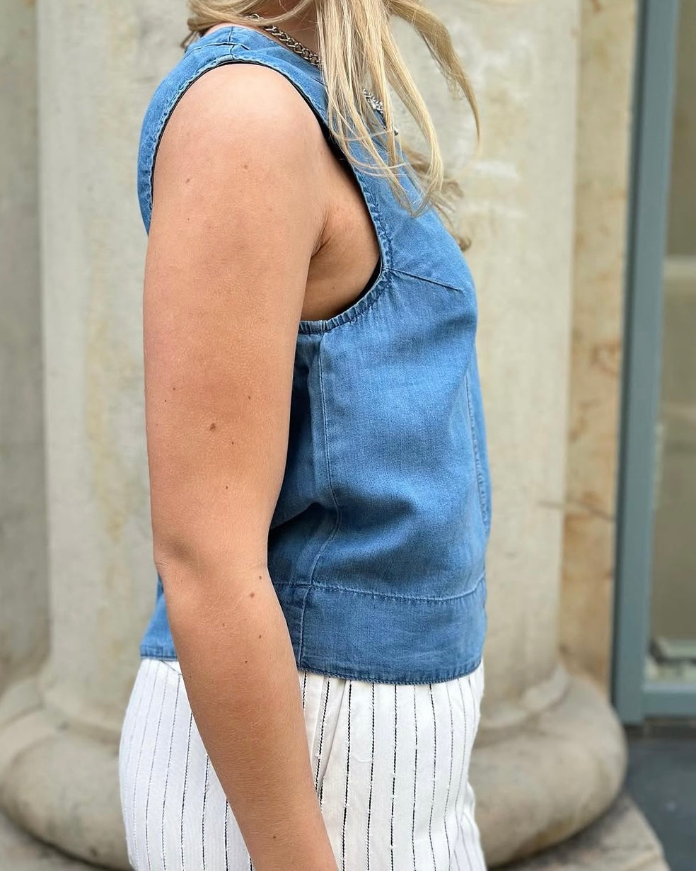ONLY - PERMA-DORSI SL TOP DENIM - MEDIUM BLUE DENIM