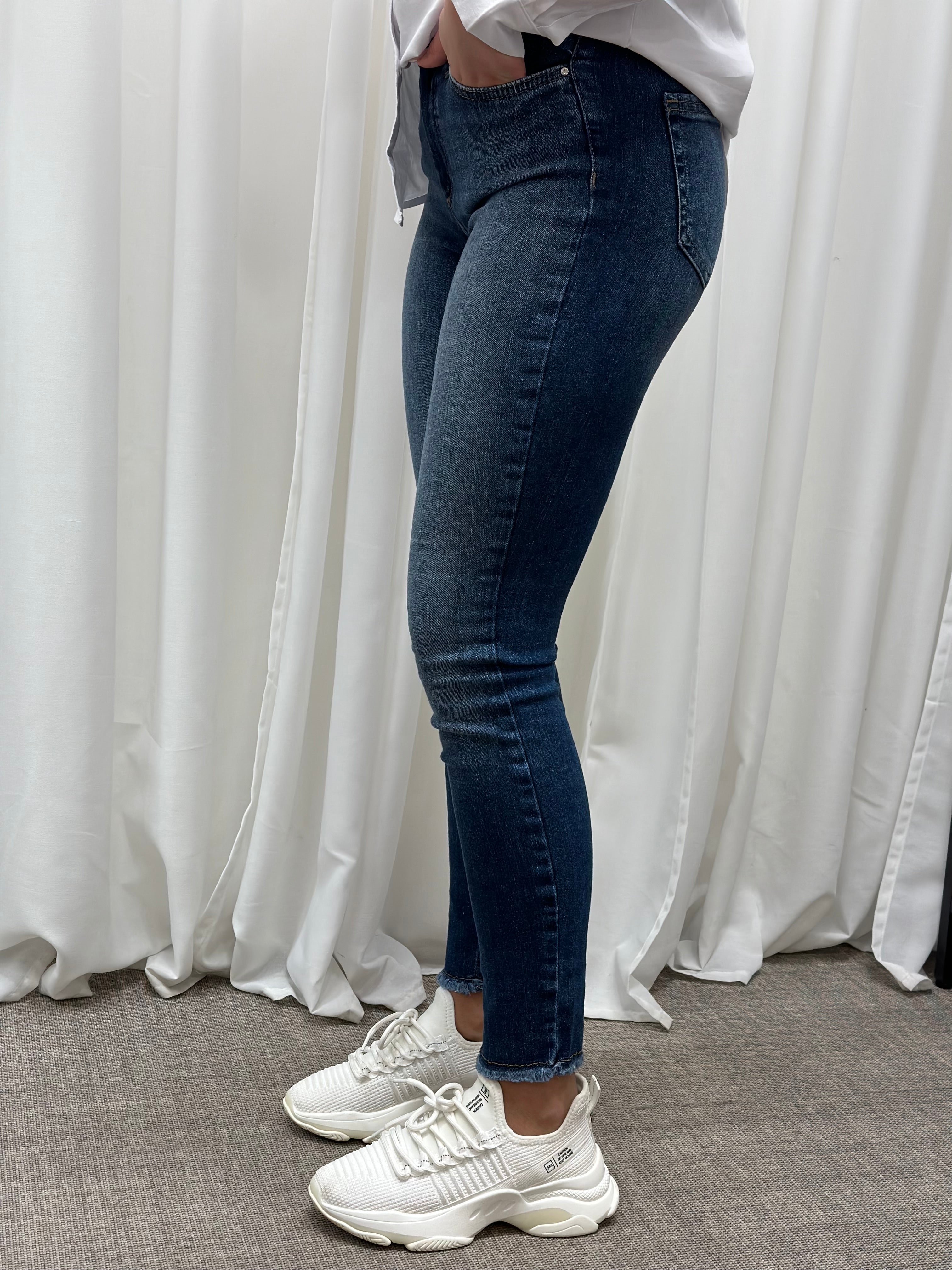 ONLY - BLUSH MID SK ANK RAW - MEDIUM BLUE DENIM