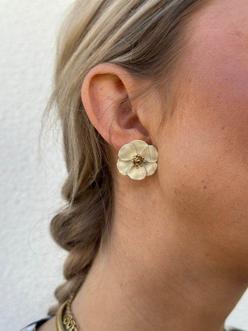 BOW19DETAILS - FLOWER SMALL EARRINGS - LIGHT BUTTER YELLOW/COCOS