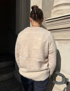 SELECTED FEMME - LULU LS KNIT O-NECK - BIRCH/MELANGE