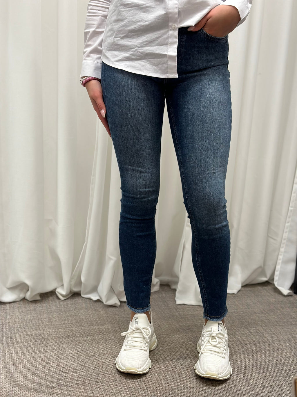 ONLY - BLUSH MID SK ANK RAW - MEDIUM BLUE DENIM