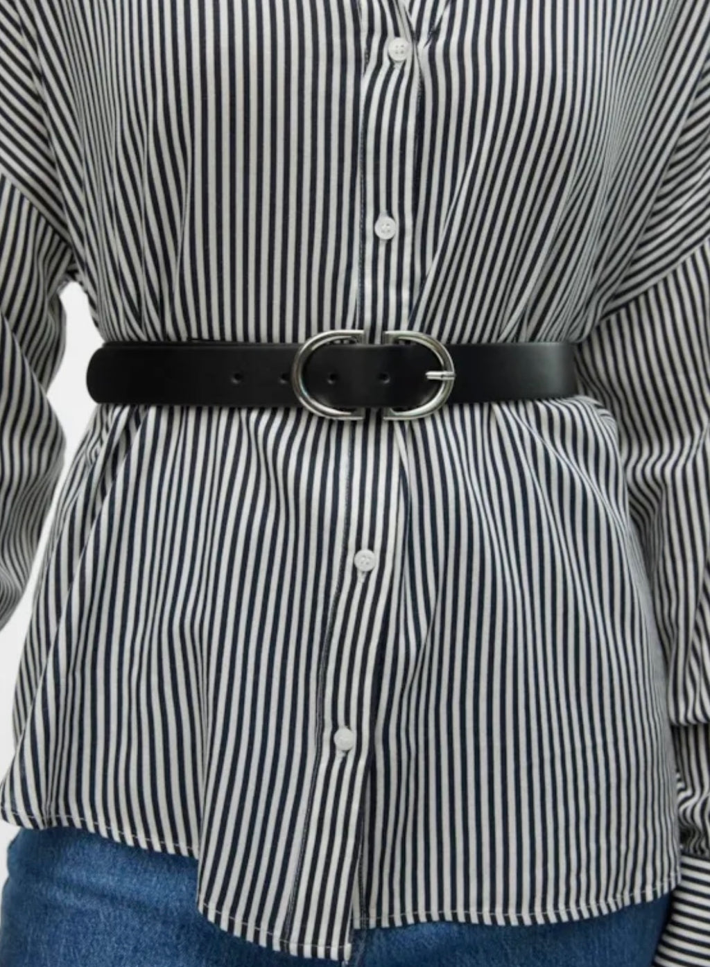 VERO MODA - SARA COATED BELT - BLACK/SILVER