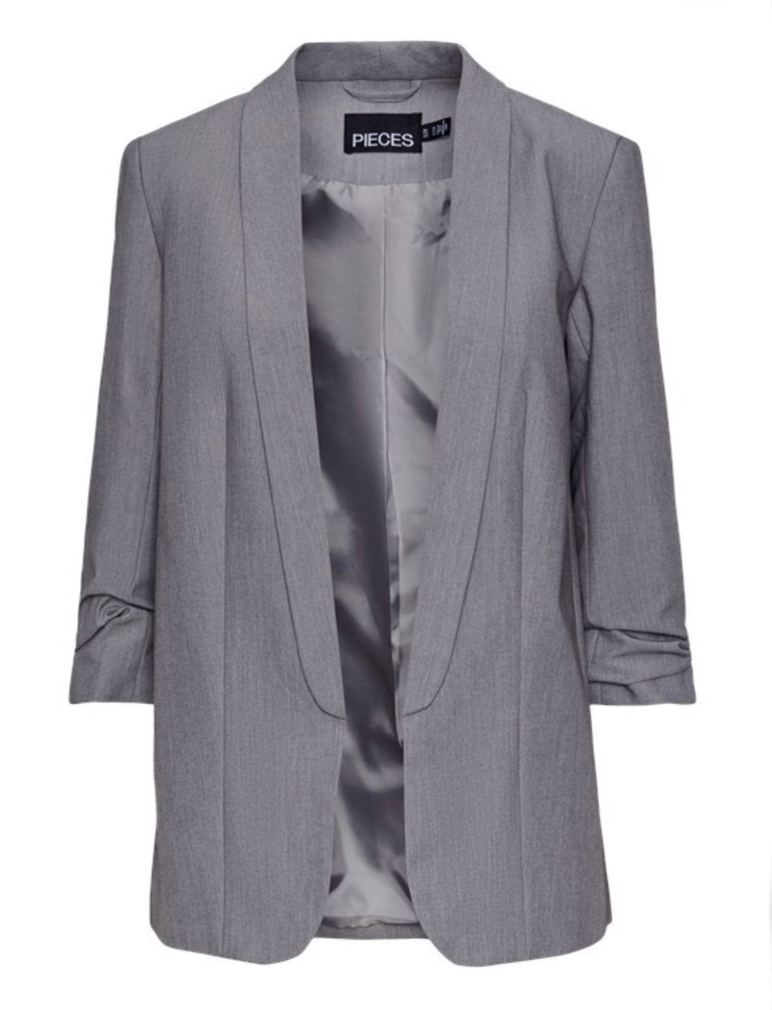 PIECES - BOSELLA 3/4 BLAZER - LIGHT GREY MELANGE