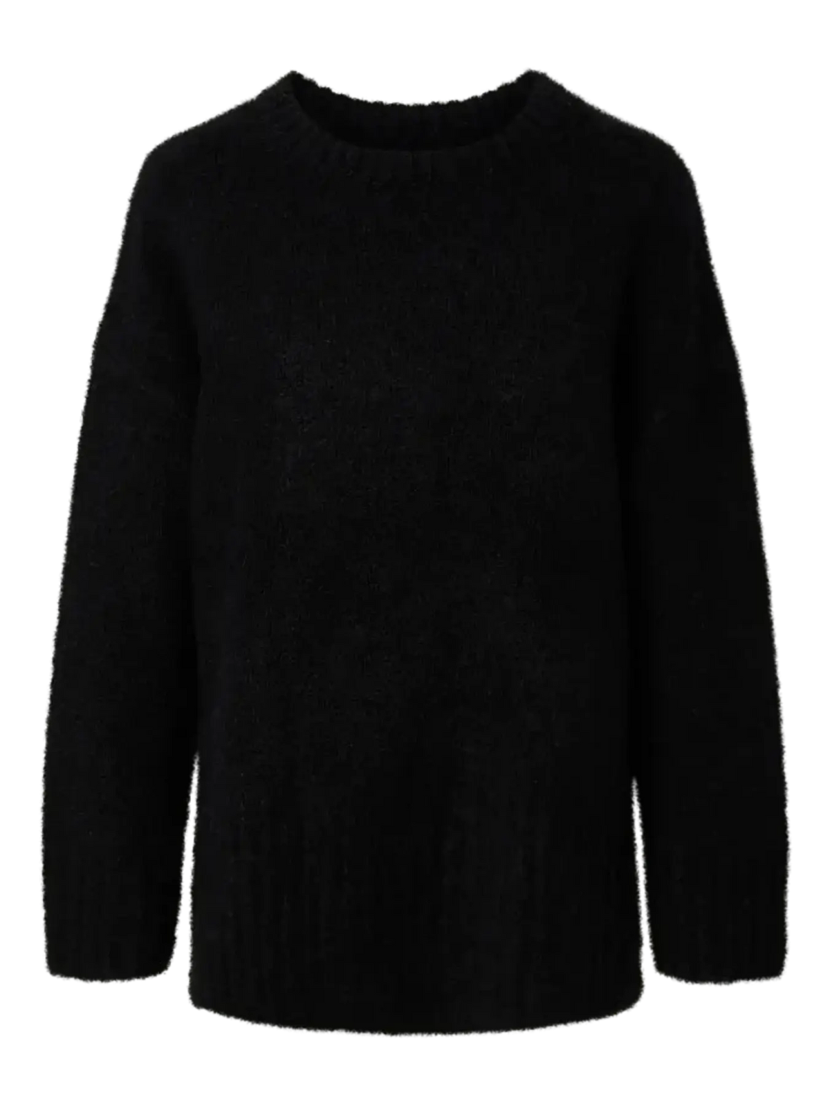 PIECES - TINA L/S O-NECK KNIT - BLACK