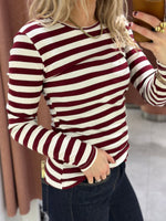 Ladda upp bild till gallerivisning, MARTA - RANDIG TRÖJA 7702 - BORDEAUX
