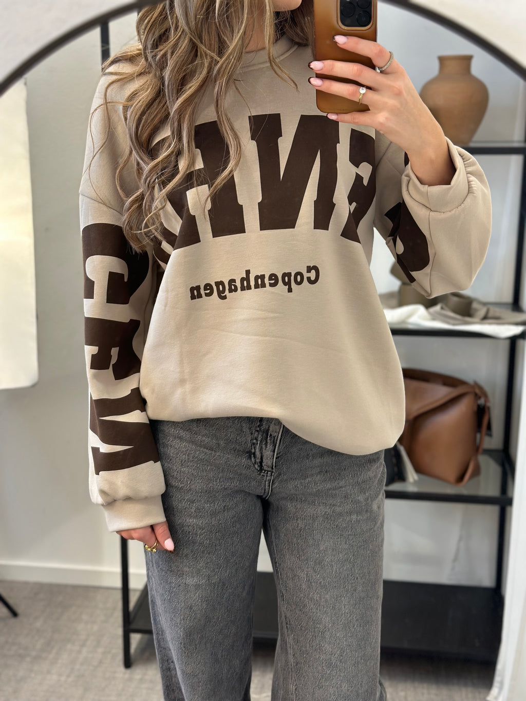 MARTA - HIBISCUS SWEATSHIRT 22659 - BEIGE