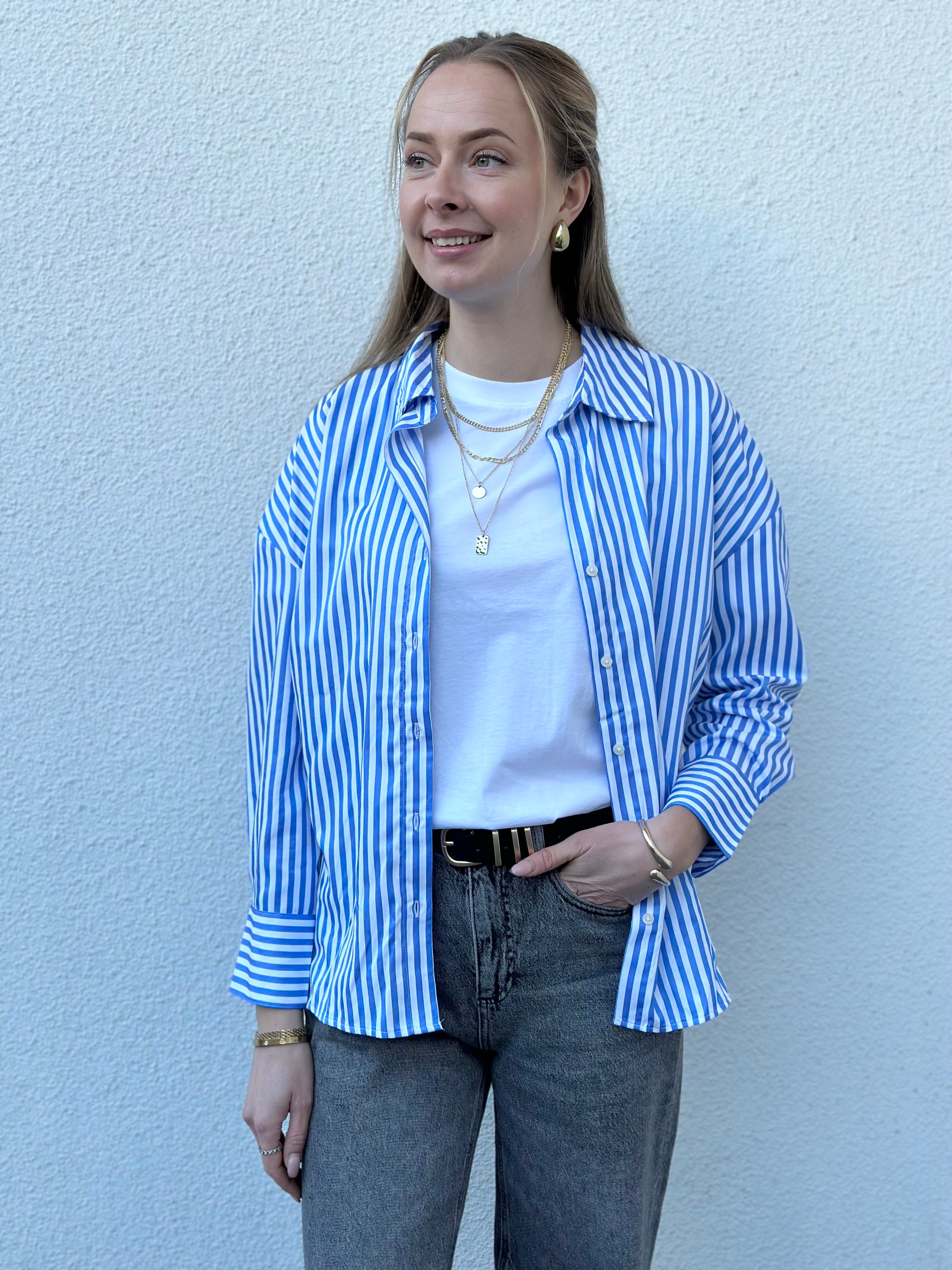 JDY - VESPER L/S LOOSE SHIRT - CLOWD DANCER/CORNFLOWER