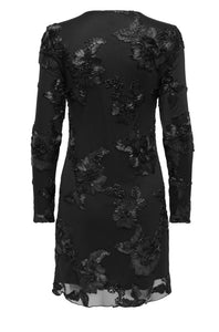 JDY - CASABLANCA L/S MESH SHORT DRESS - BLACK