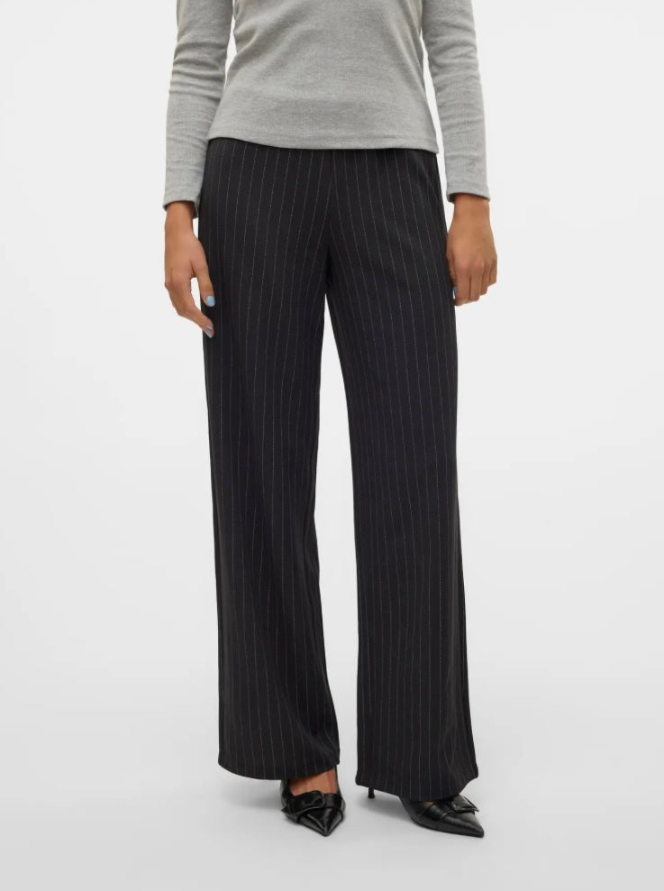 VERO MODA - BERLIN WIDE PANT - OBSIDIAN/OATMEAL